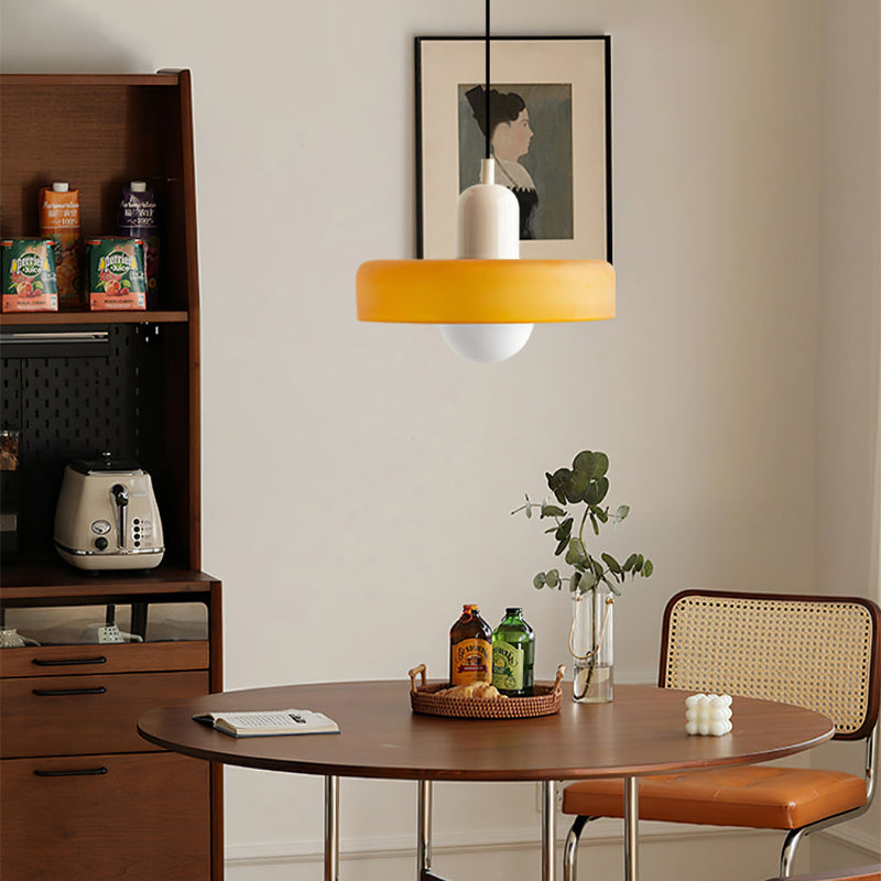Glas-Pendelleuchte Bauhaus-Stil | Rundes Buntglas mit verstellbarer Hängehöhe | Ideal für Wohnzimmer, Küche und Flur 30