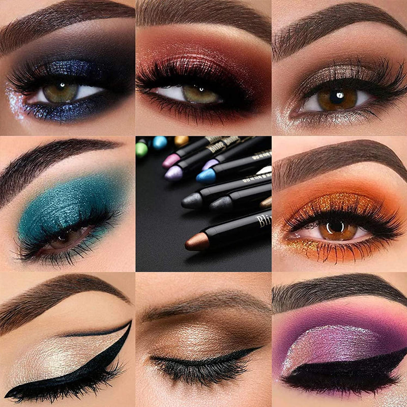 Glitzer-Lidschattenstift 15 Farben | Wasserfest & Wischfest | Cremige Formel mit Metallic- und Glitzer-Finish für Augen 2
