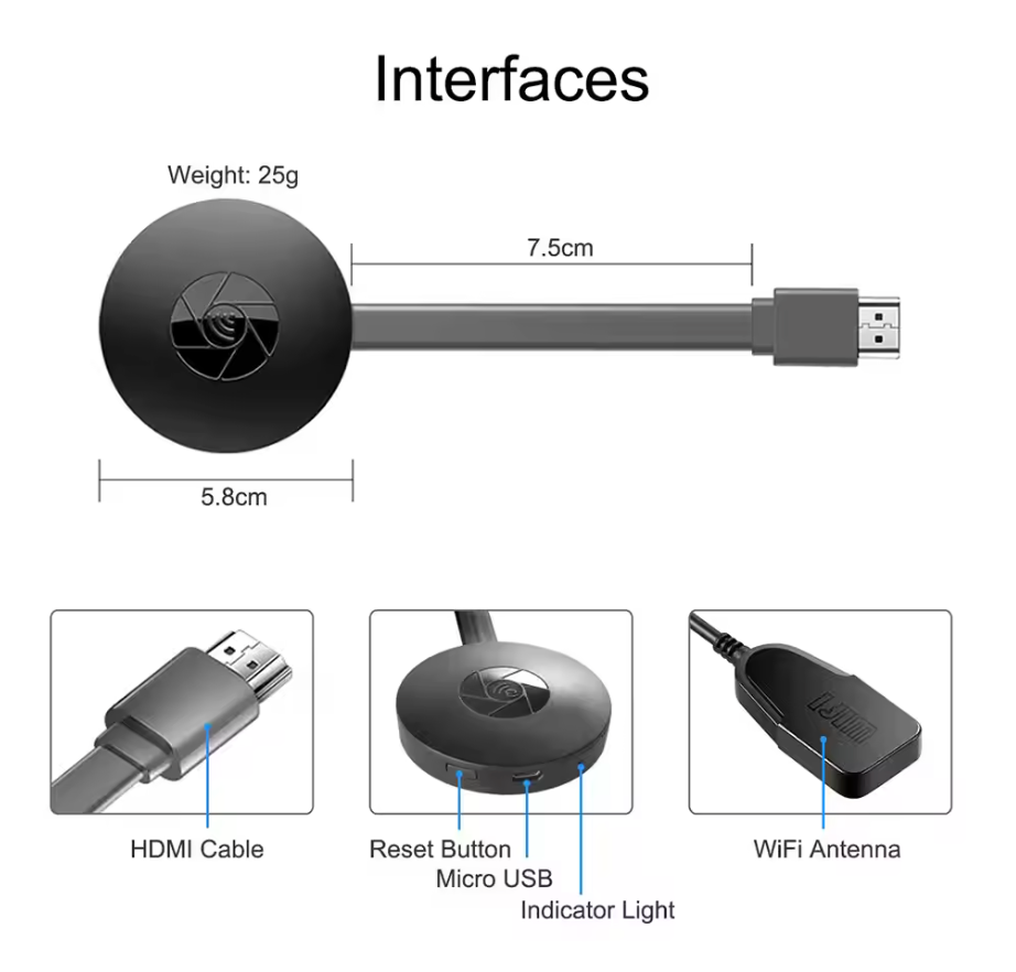 Proiettore HDMI WiFi | Full HD 1080P | Miracast, AirPlay e DLNA | MirraLink