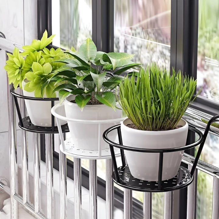 Balkonpflanzenaufhänger aus Metall | Platzsparender vertikaler Pflanzenhänger für Balkon | Witterungsbeständig, 3er Set 6