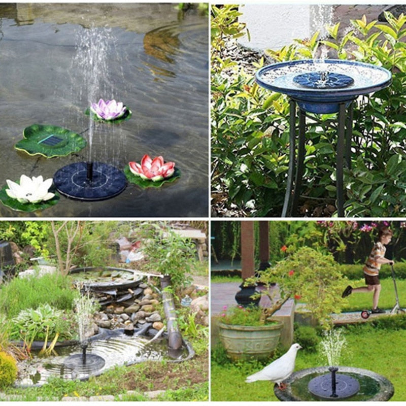 Fuente de agua solar flotante | 6 cabezales de fuente | Estanque, bebedero para aves y jardín | AquaRise