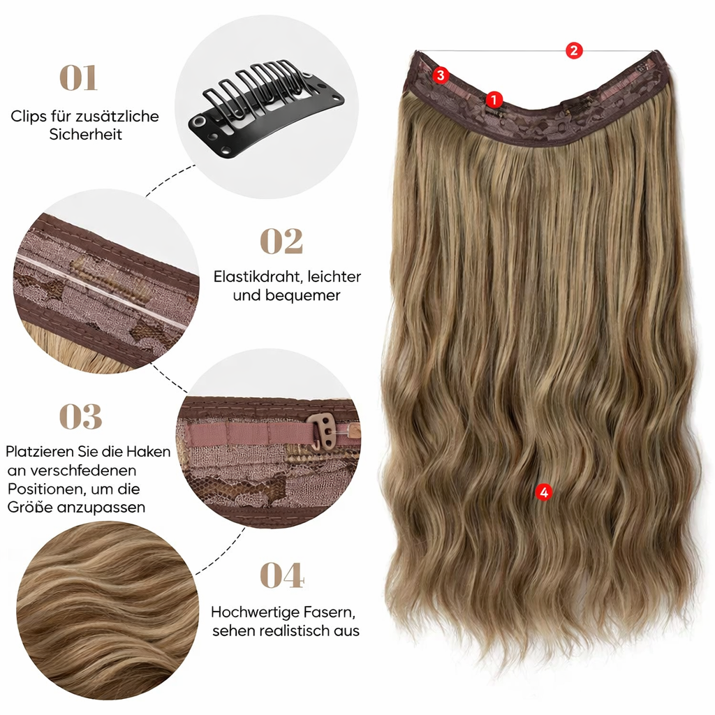 Haar Perücke | Sofort Mehr Volumen | Unsichtbare Halo Extensions | GlamSchleier