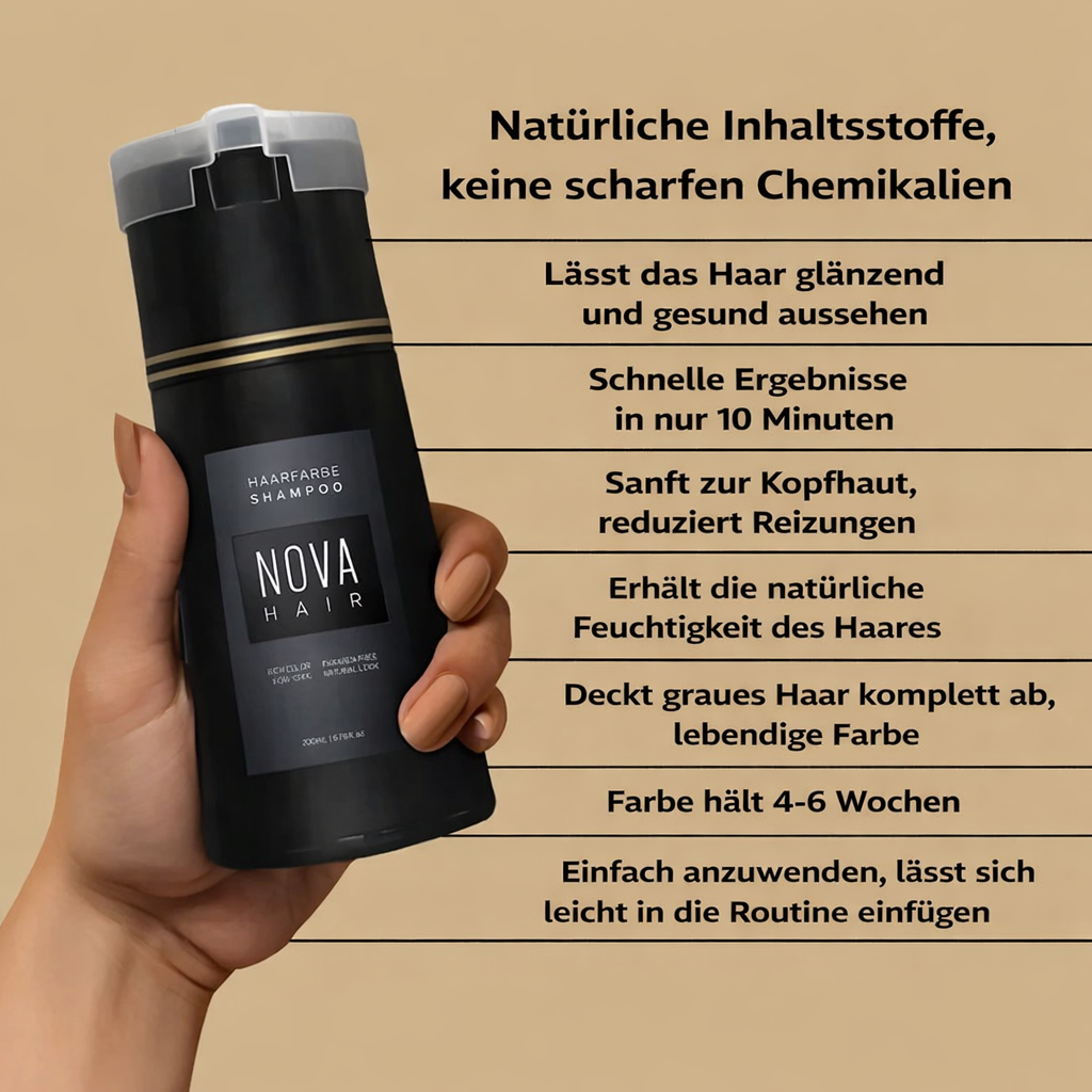 Haarfärbe | Farbpflege Shampoo | Einfache Grauabdeckung | NovaTint