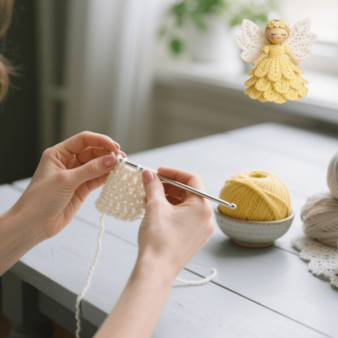 Häkelset Engel aus Acrylgarn | Anleitung für Anfänger geeignet | DIY Geschenk für Entspannung, Achtsamkeit und Kreativität 2