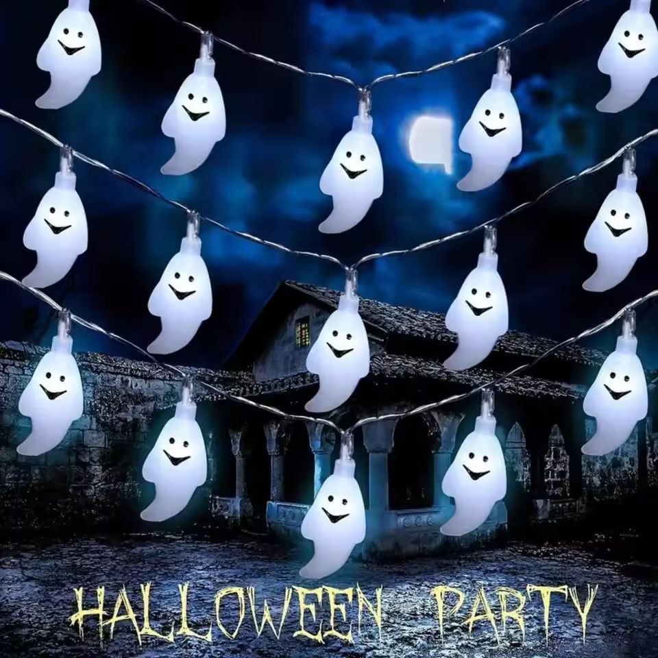 Halloween Geister-Lichterkette | Batteriebetrieben ohne Kabel & Stecker | Geisterförmige LEDs für drinnen und draußen 6