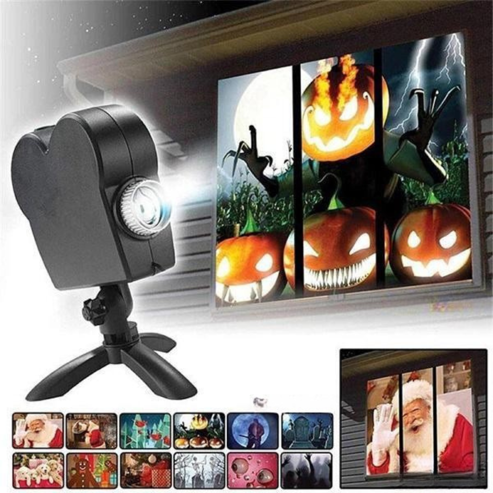 Halloween Projektor | Fenster & Innenbereich | 12 Filme Inklusive | Einfache Einrichtung