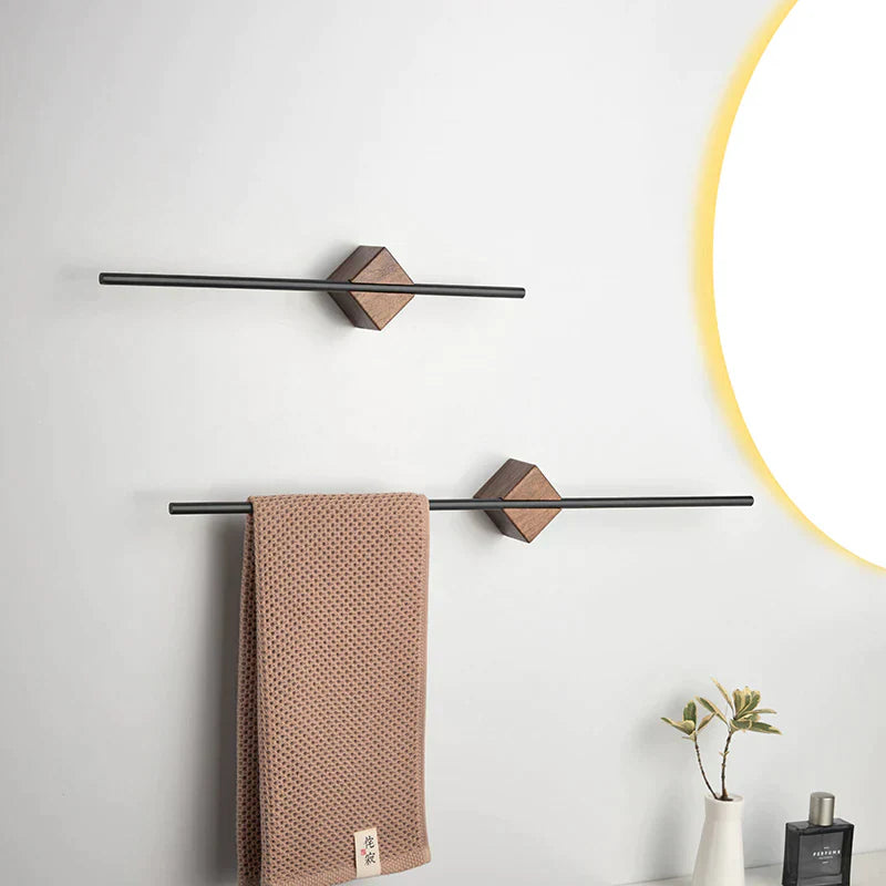 Handtuchhalter | Holz & Edelstahl Wandmontage | Modernes Minimalistisches Design | Barwood