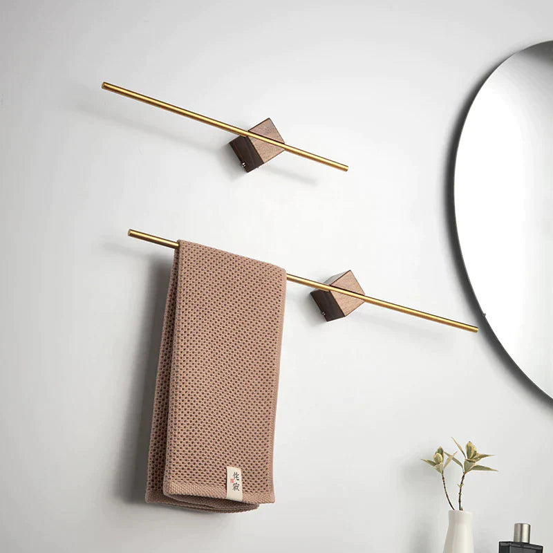 Handtuchhalter | Holz & Edelstahl Wandmontage | Modernes Minimalistisches Design | Barwood