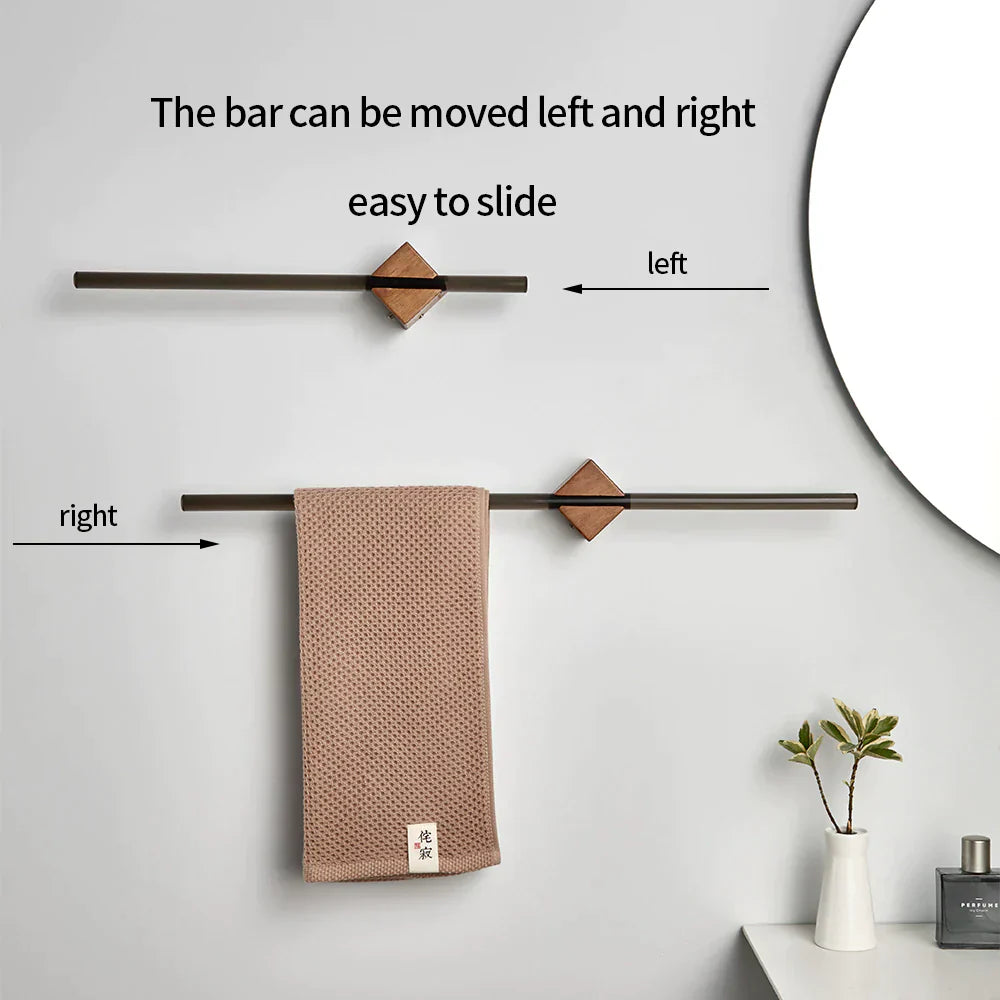 Handtuchhalter | Holz & Edelstahl Wandmontage | Modernes Minimalistisches Design | Barwood