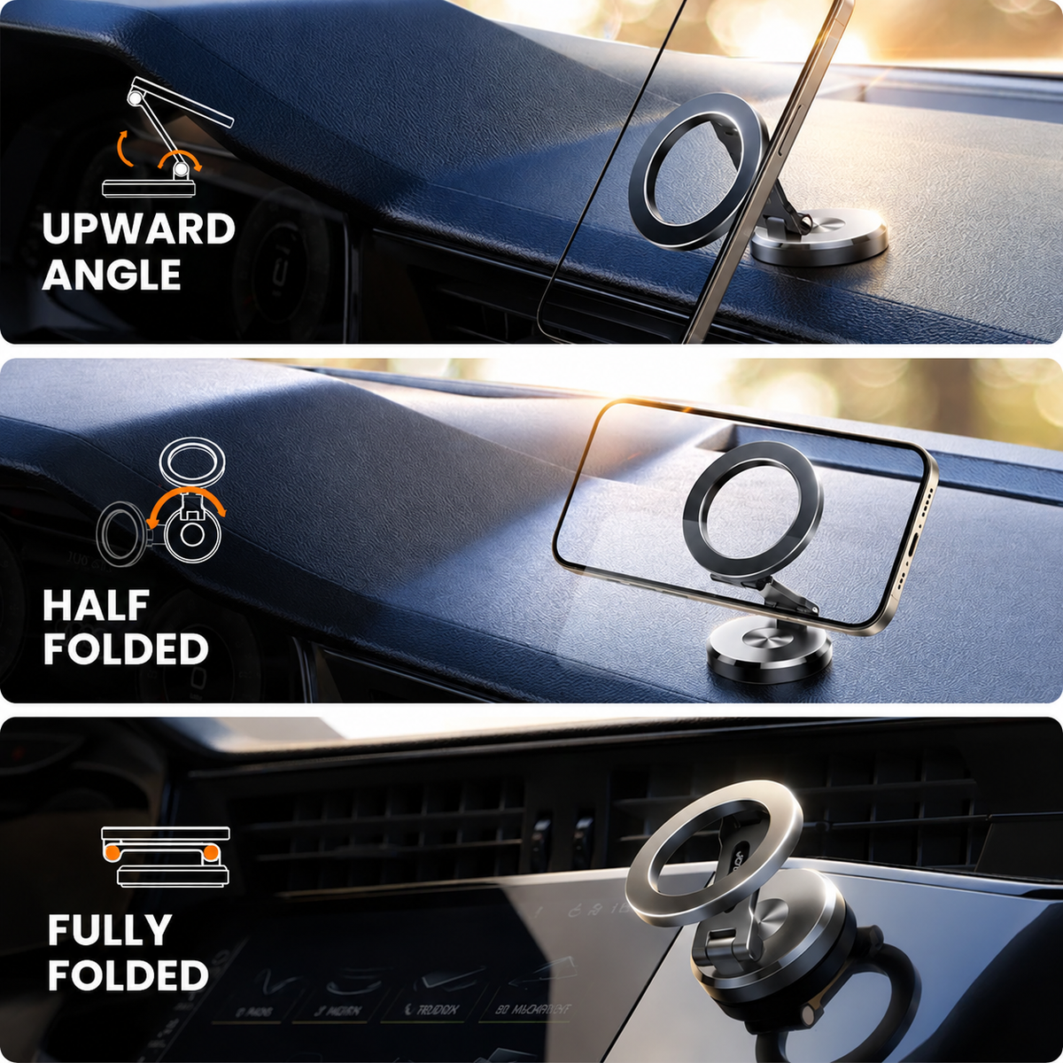 Puhelinteline autoon | magneettinen autokiinnike 360°:n käännöllä | kiinnitys yhdellä napsautuksella | DriveDock