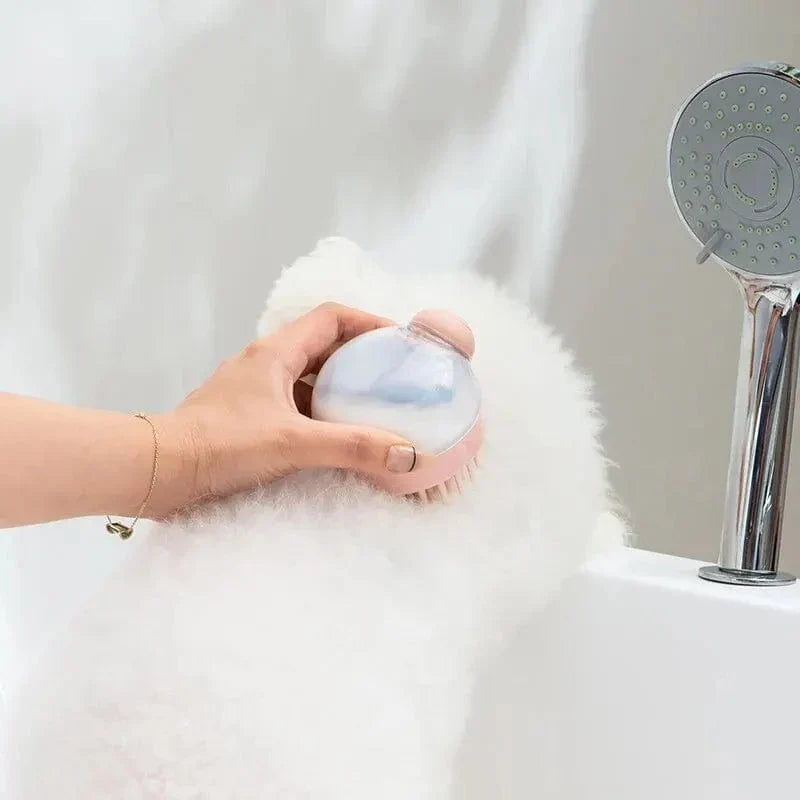Haustier-Badebürste Silikon | Shampoospender & Massagenoppen für sanfte Fellpflege | Für Hunde und Katzen geeignet 3