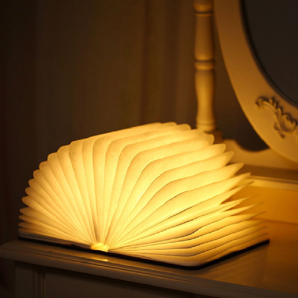 Faltbare Leselampe aus Holz 14 x 11,5 x 2,3 cm | 3 Lichtfarben, dimmbar | Kabellos mit USB-Akku, 3-5 Std Leuchtzeit 3