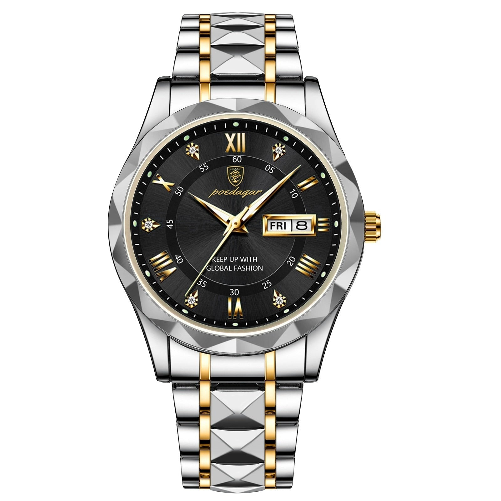 Herrenarmbanduhr Edelstahl Quarzwerk | Leuchtzeiger | Tag- & Datumsanzeige | Dialcraft