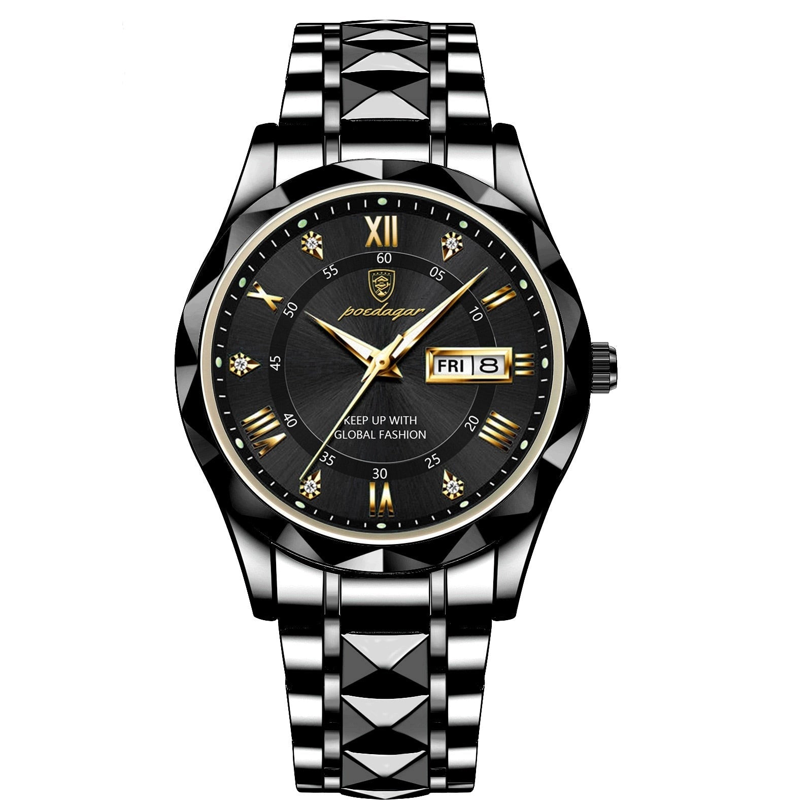 Herrenarmbanduhr Edelstahl Quarzwerk | Leuchtzeiger | Tag- & Datumsanzeige | Dialcraft