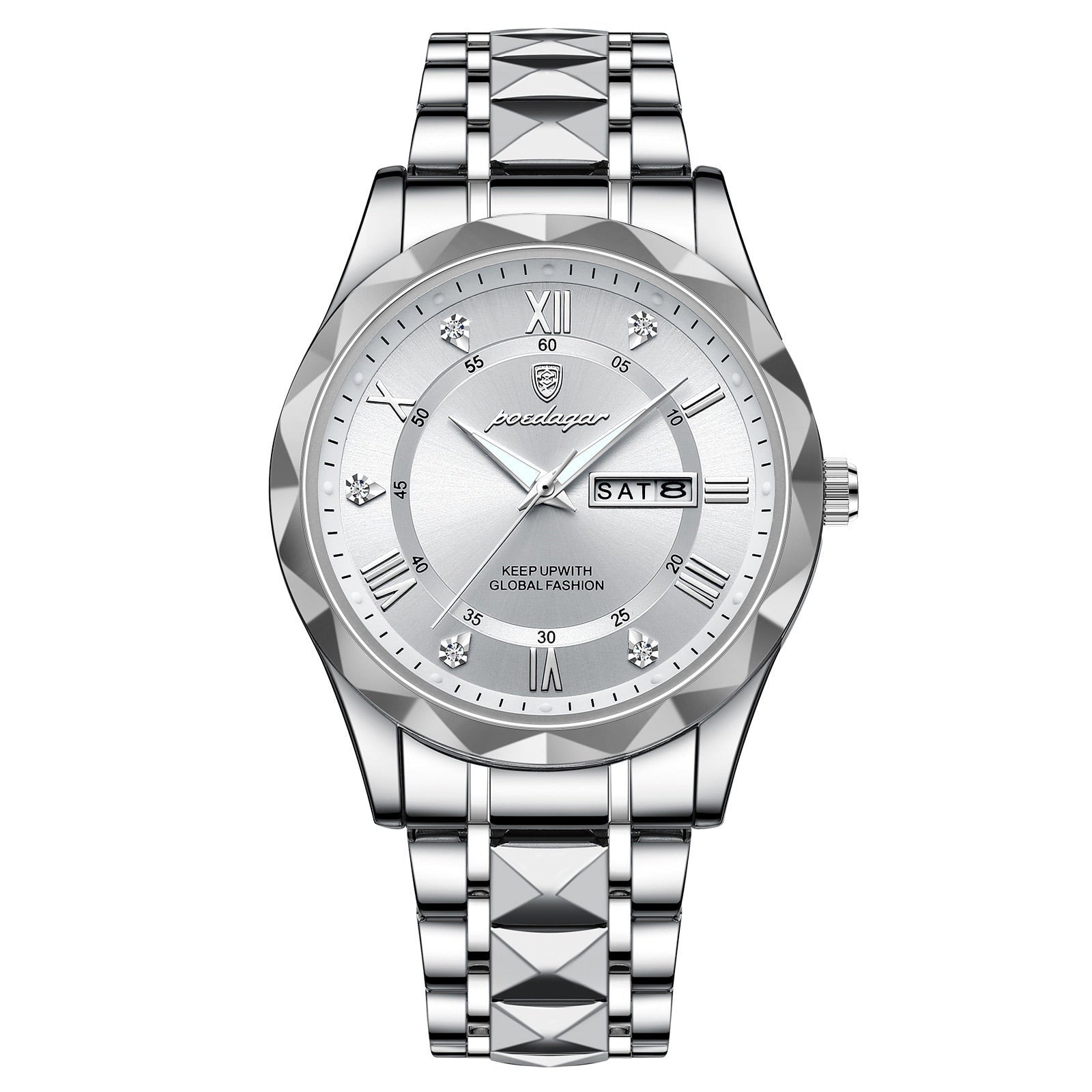 Herrenarmbanduhr Edelstahl Quarzwerk | Leuchtzeiger | Tag- & Datumsanzeige | Dialcraft