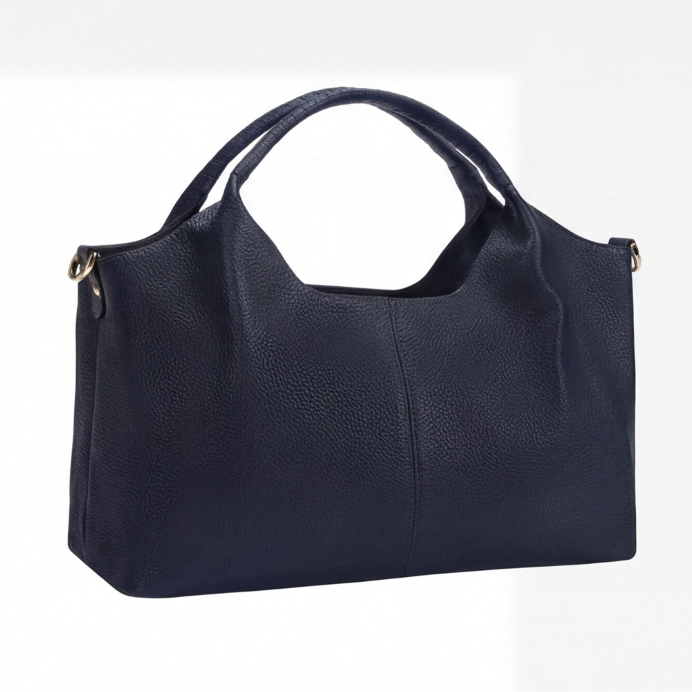Hobo-Tasche Kunstleder 28 × 17 × 12 cm | 5 Innenfächer, 3 Trageoptionen | Braun, Schwarz, Marineblau, Goldfarbene Hardware 4