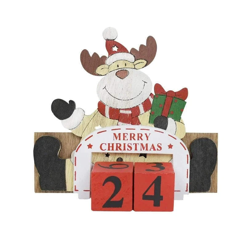 Adventskalender Holz Weihnachtsmann Handbemalt Ganzjährig Deko 10