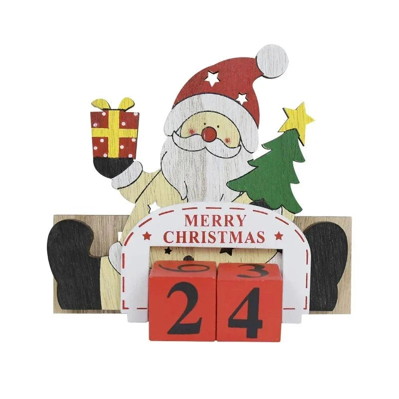 Adventskalender Holz Weihnachtsmann Handbemalt Ganzjährig Deko 11