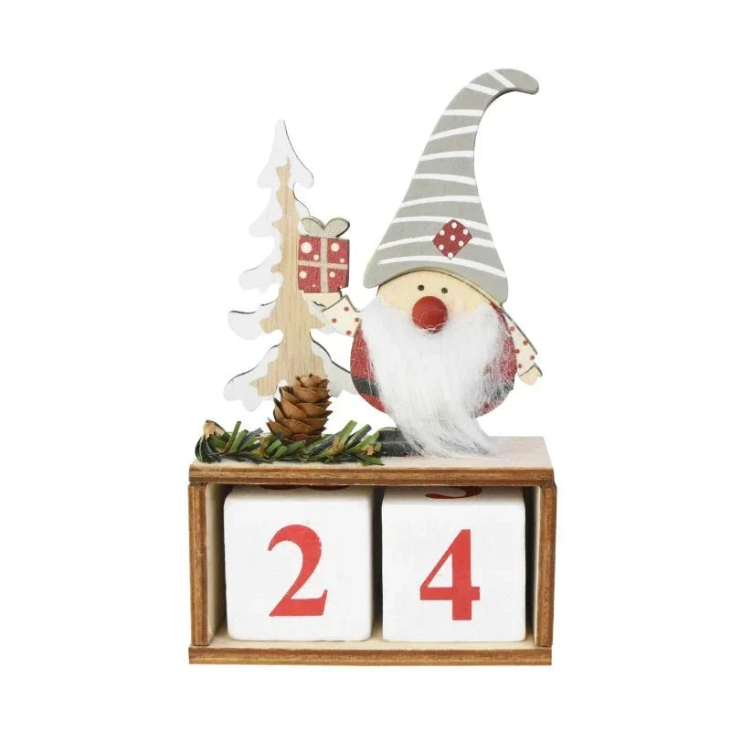 Adventskalender Holz Weihnachtsmann Handbemalt Ganzjährig Deko 5