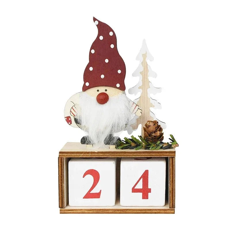 Adventskalender Holz Weihnachtsmann Handbemalt Ganzjährig Deko 6