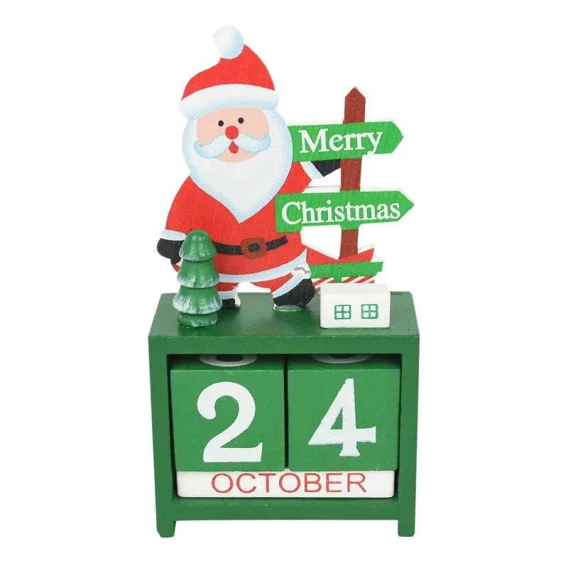 Adventskalender Holz Weihnachtsmann Handbemalt Ganzjährig Deko 7