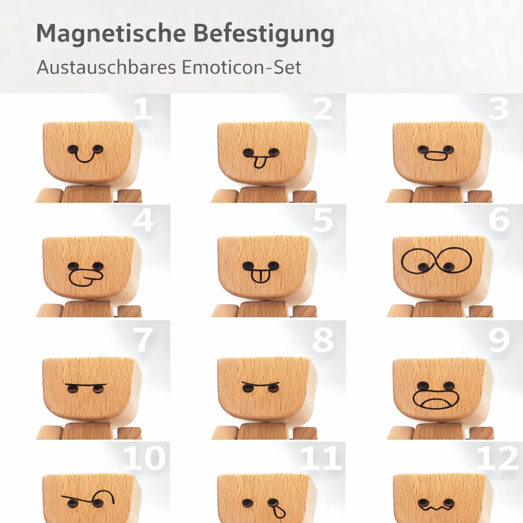 Holz Deko Figur | Bewegliche Wippfunktion | Wechselbare Gesichter | WobbleWood