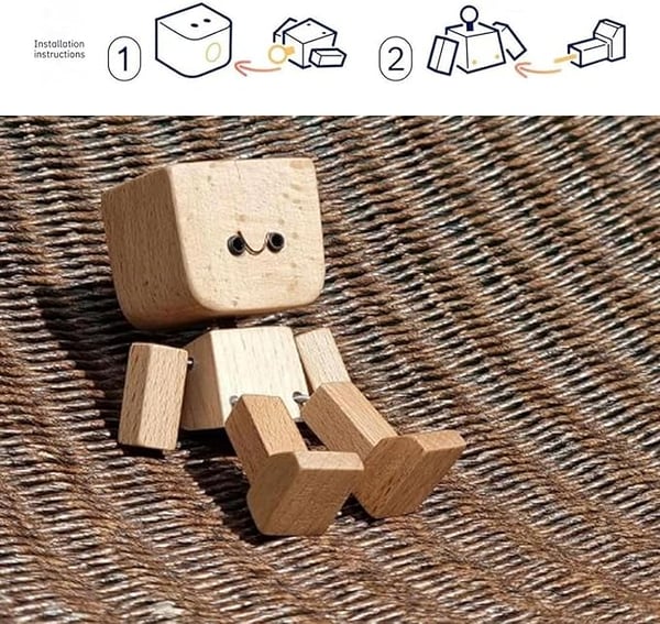 Holz Deko Figur | Bewegliche Wippfunktion | Wechselbare Gesichter | WobbleWood