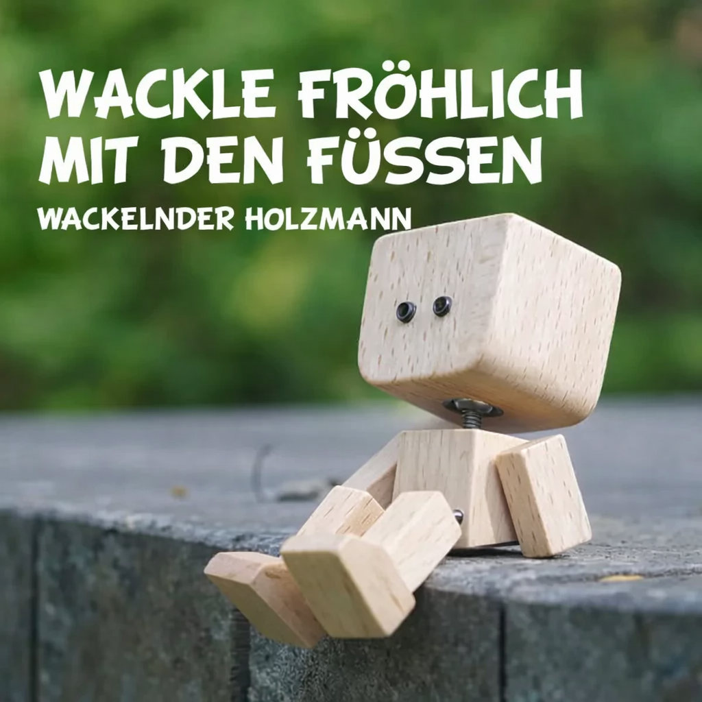 Holz Deko Figur | Bewegliche Wippfunktion | Wechselbare Gesichter | WobbleWood