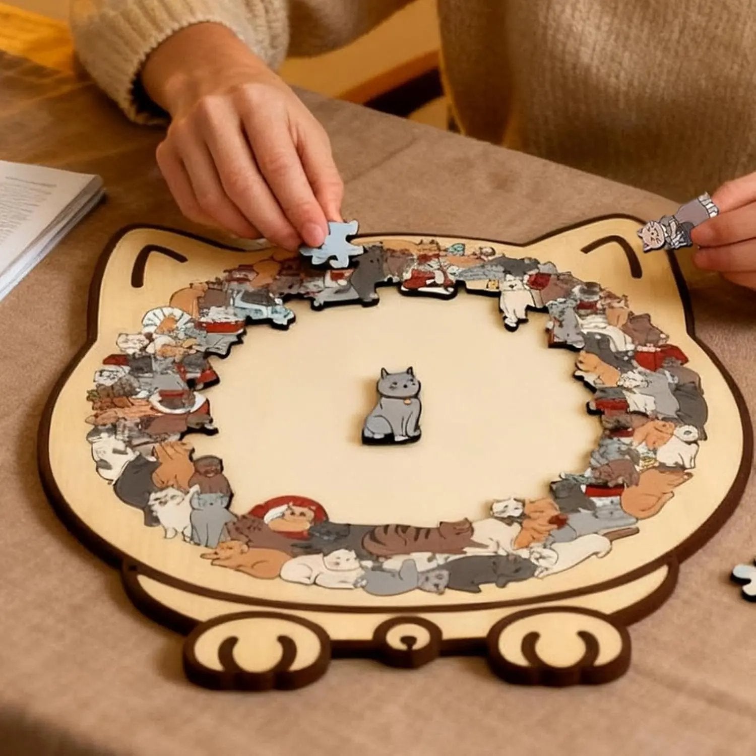 Holzpuzzle Katze 135 Teile | Morandi-Farben | CalmPiece