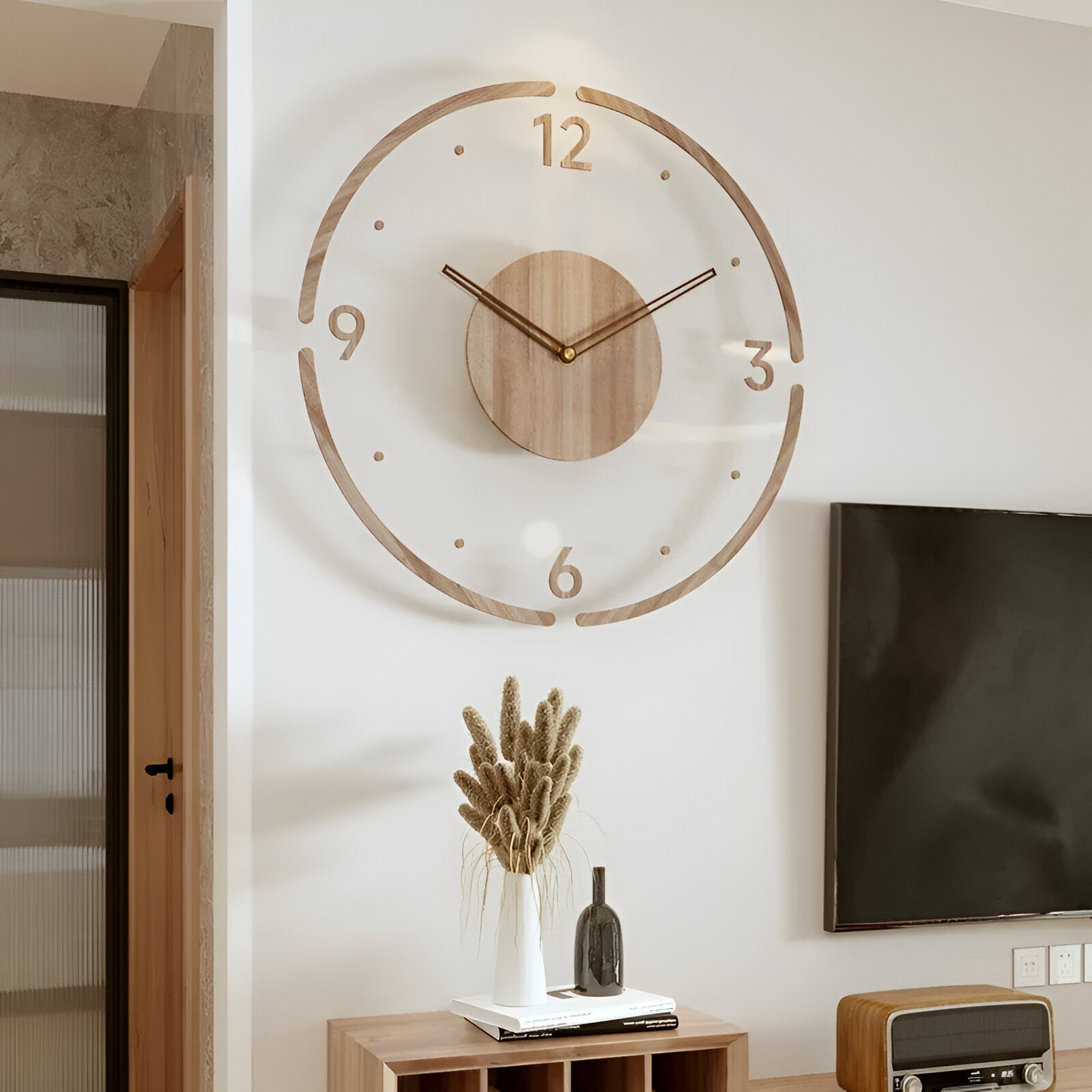 Relógio de parede transparente | Movimento de quartzo silencioso | Design minimalista | NordVela