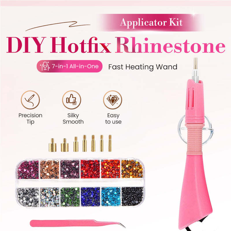Hotfix-Strass-Set mit 7-in-1 Applikator | Schnelles Aufheizen | Aufsätze für präzises Setzen | SparkleFix
