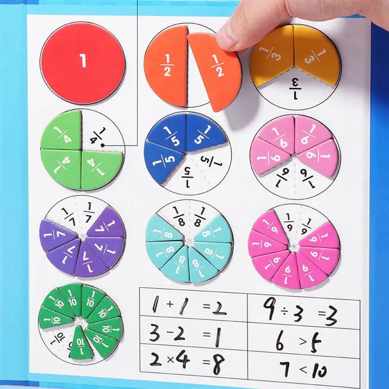 Magnetická matematická hra | Na procvičování zlomků | Vzdělávací hračka s tabulí a fixem | MathMagnet