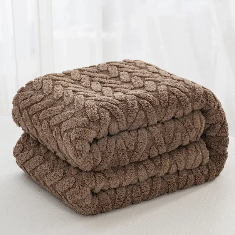 Jacquard-Fleecedecke Baumwollfleece 150 x 200 cm | Beige, Blau, Marineblau, Kaffee | Beidseitig weich für Herbst & Winter 10