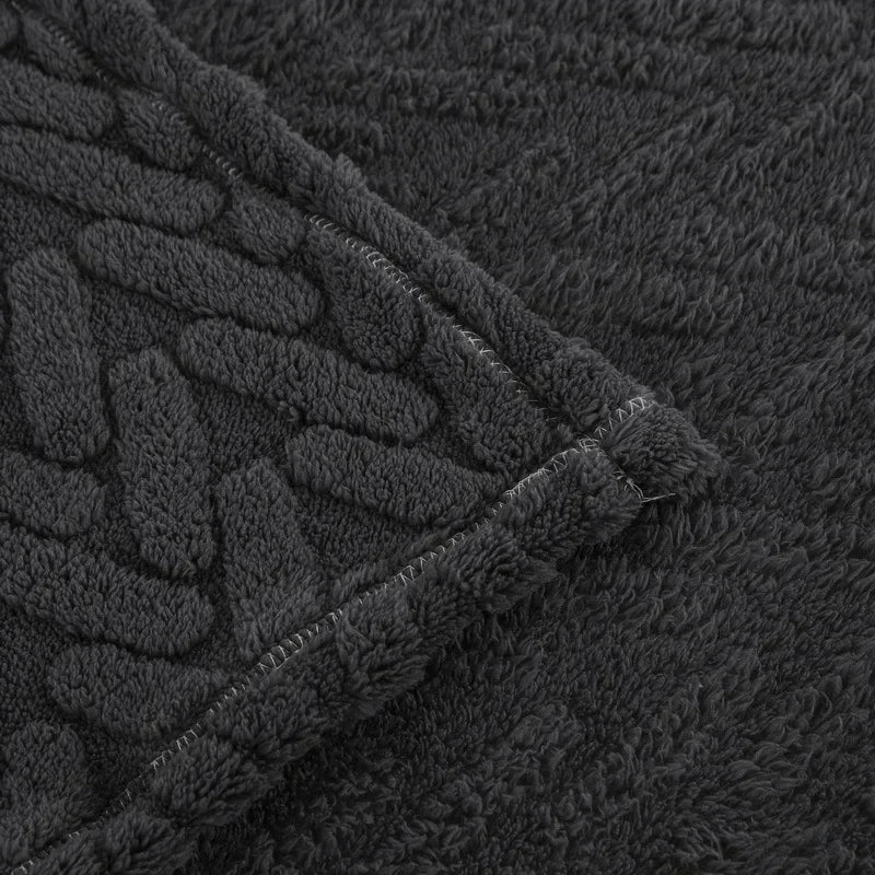 Jacquard-Fleecedecke Baumwollfleece 150 x 200 cm | Beige, Blau, Marineblau, Kaffee | Beidseitig weich für Herbst & Winter 4