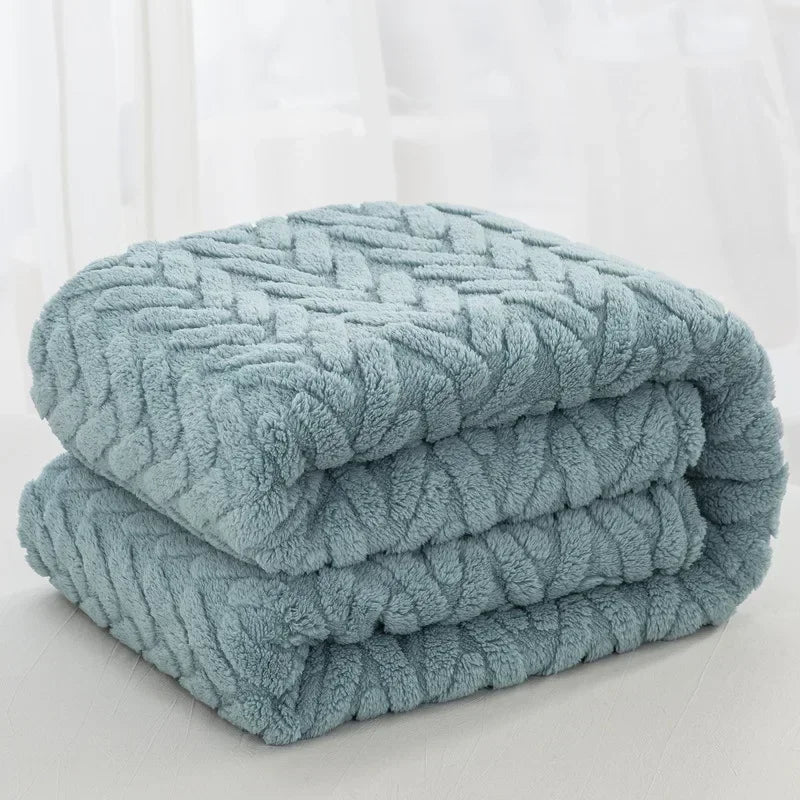 Jacquard-Fleecedecke Baumwollfleece 150 x 200 cm | Beige, Blau, Marineblau, Kaffee | Beidseitig weich für Herbst & Winter 8