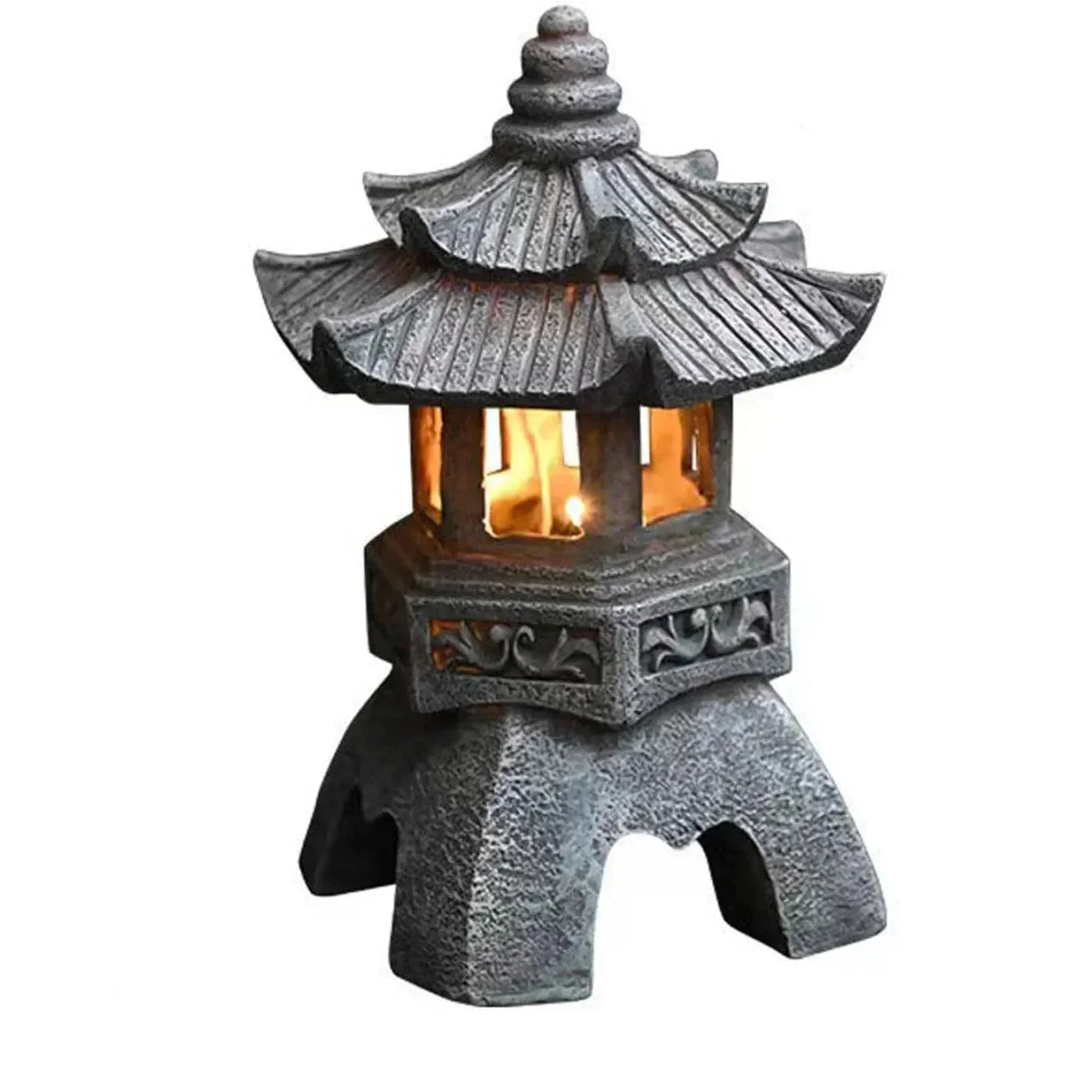 Japanische Gartenlaterne | Solar LED Harz | Warmweiß Zen Garten & Terrasse | Wabilight