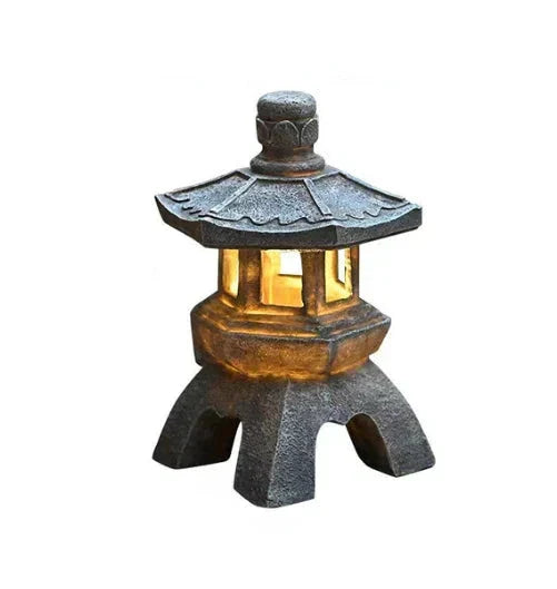 Japanische Gartenlaterne | Solar LED Harz | Warmweiß Zen Garten & Terrasse | Wabilight
