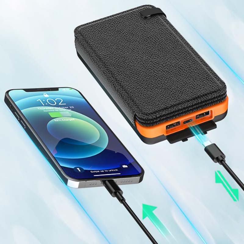 Solar Powerbank 25000 mAh | 10 W Schnellladung, 3 USB-Ausgänge, 4 Solarpanele | Integrierte LED-Taschenlampe für unterwegs 2