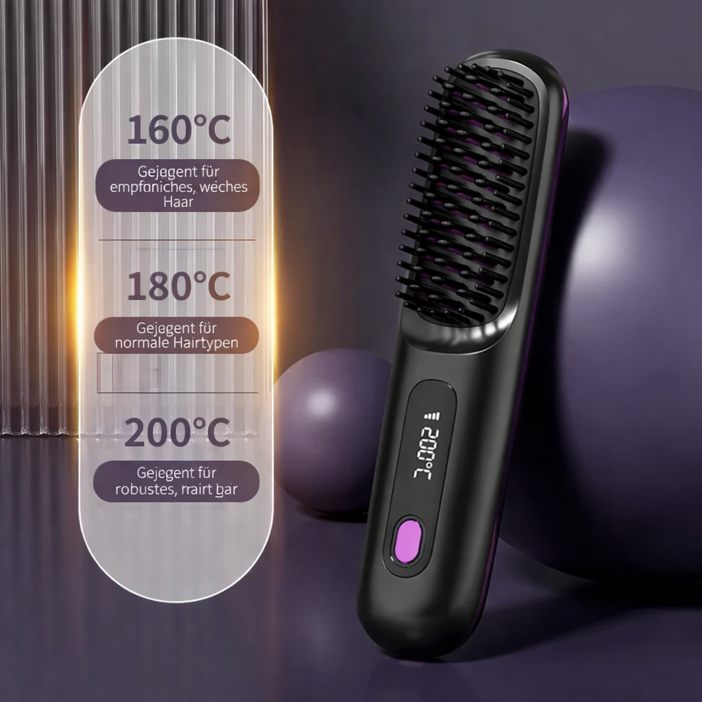 Kabelloses Haarglätteisen | Keramik-Ionen-Haarglätter | USB-aufladbar mit LCD-Steuerung | Glissara