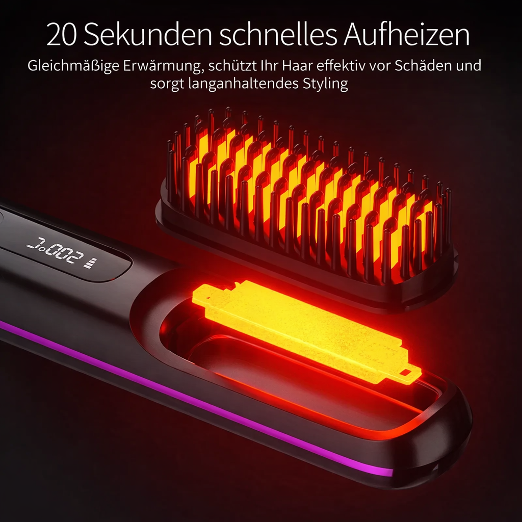 Kabelloses Haarglätteisen | Keramik-Ionen-Haarglätter | USB-aufladbar mit LCD-Steuerung | Glissara
