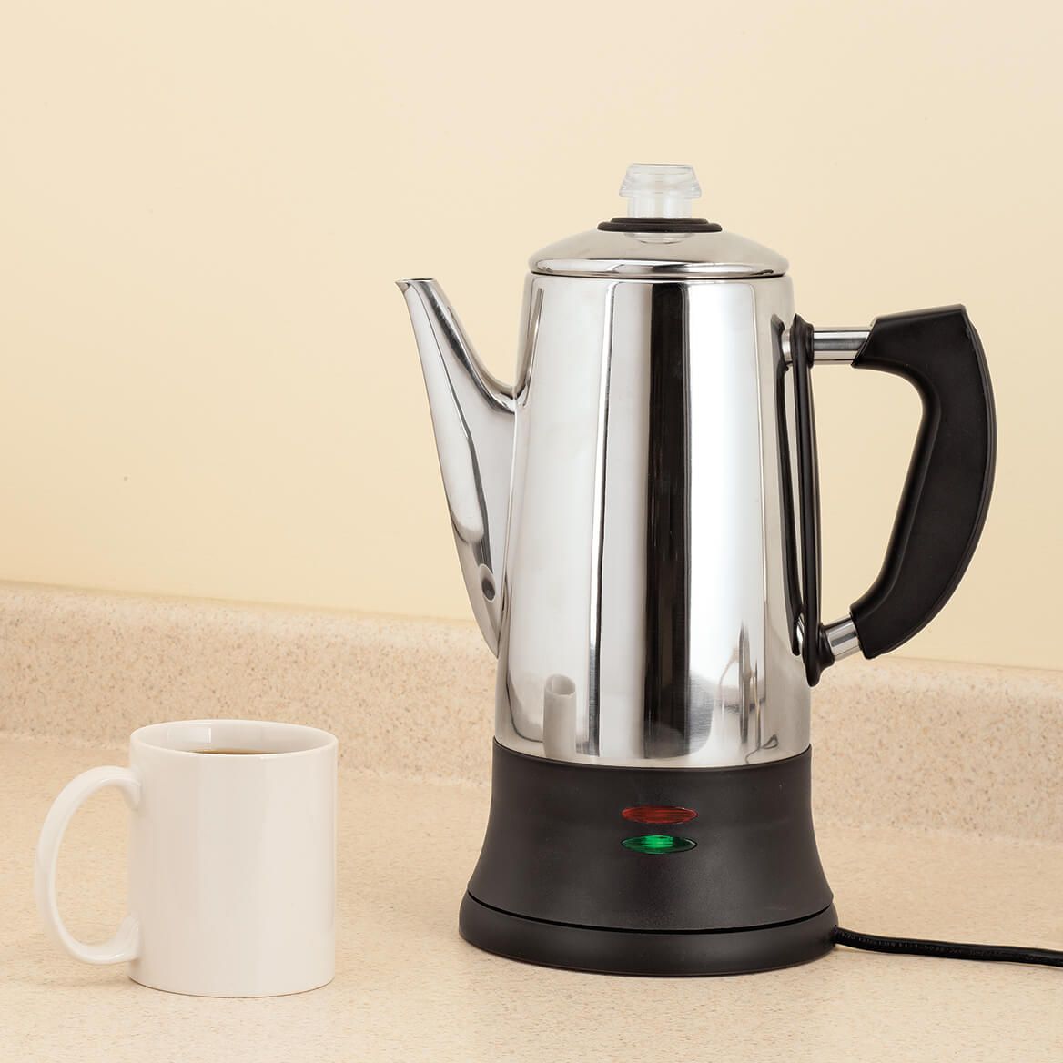Kaffeeperkolator 12 Tassen Edelstahl 1000 Watt mit Warmhaltefunktion 1