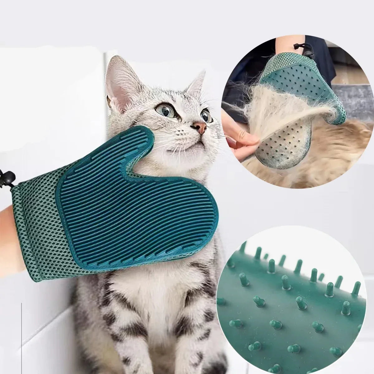 Katzenpflegehandschuh Silikon | 2-in-1 Fellpflege & Massage | Atmungsaktiv, verstellbar, für alle Felltypen & Rassen
