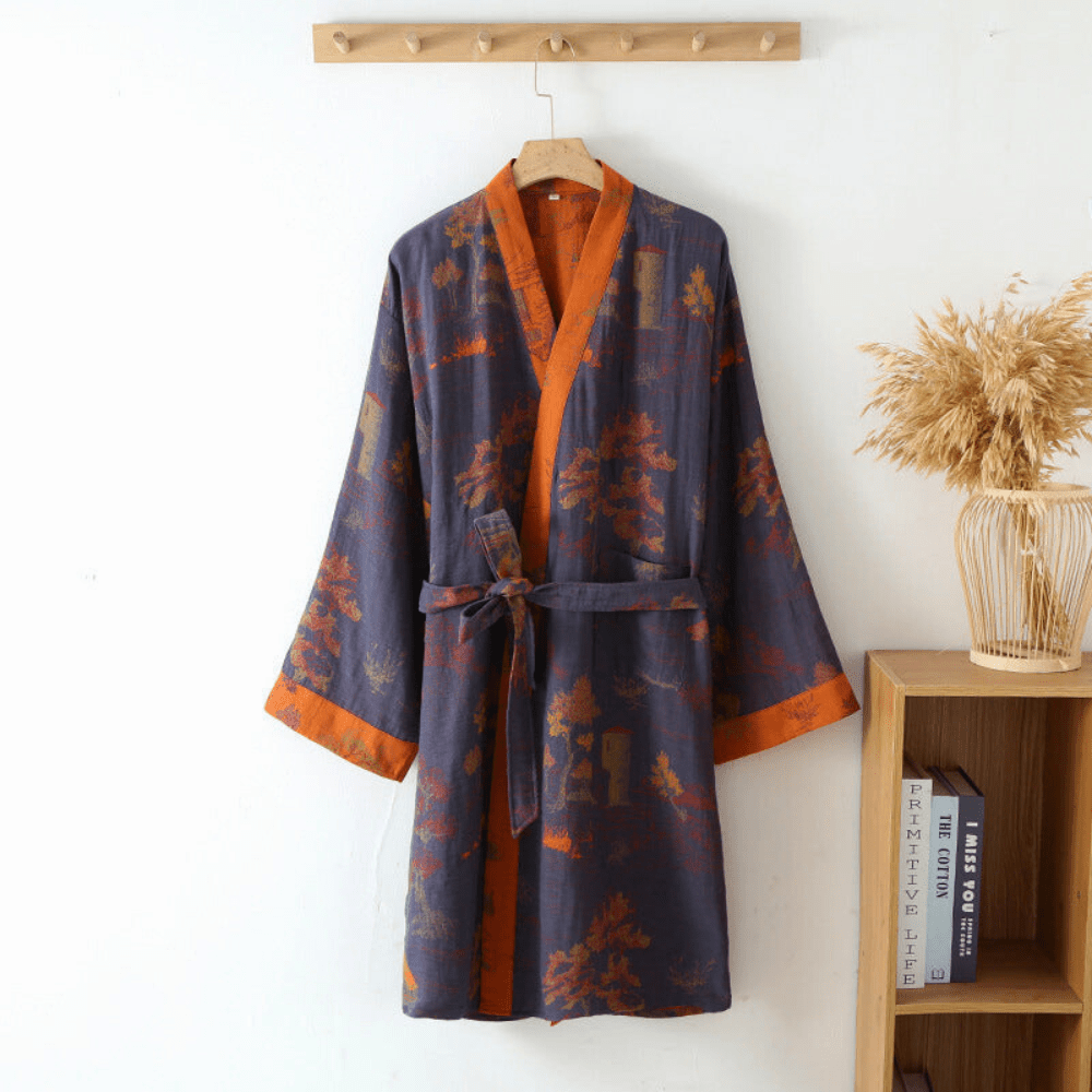 Kimono Bademantel | Unisex Retro Design | Leicht & Atmungsaktiv | Wellness Komfort | Kimora