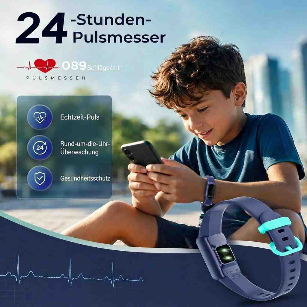 Kinder Fitness Tracker Uhr | GPS & Herzfrequenz |Touchscreen für iOS & Android | TrackBuddy