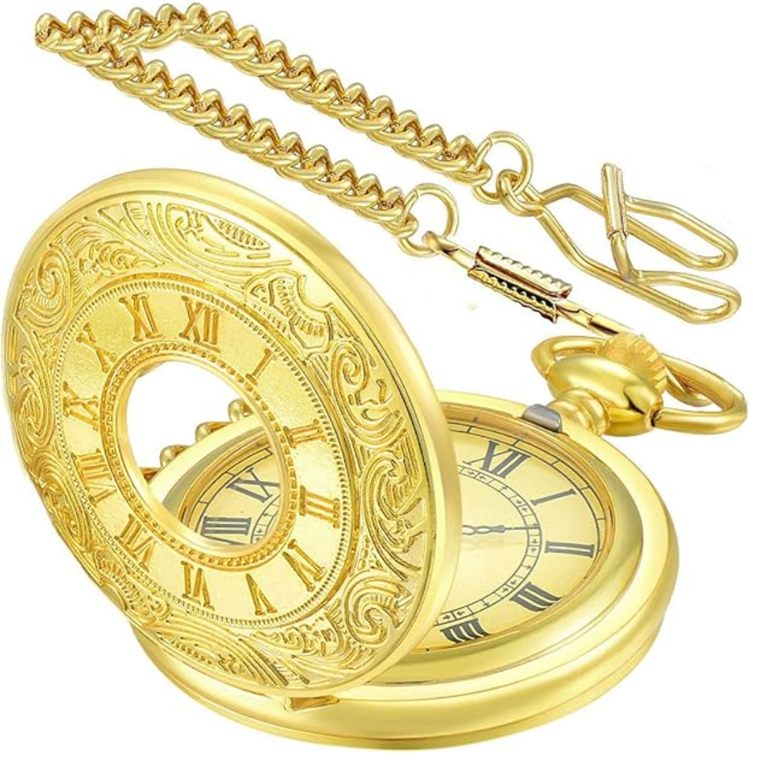 Klassische Herren-Taschenuhr | Vintage | Quarzwerk | GoldZeiger