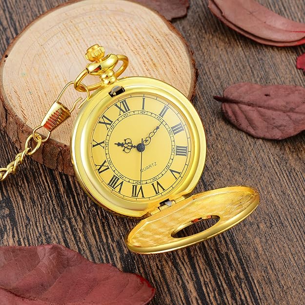 Klassische Herren-Taschenuhr | Vintage | Quarzwerk | GoldZeiger