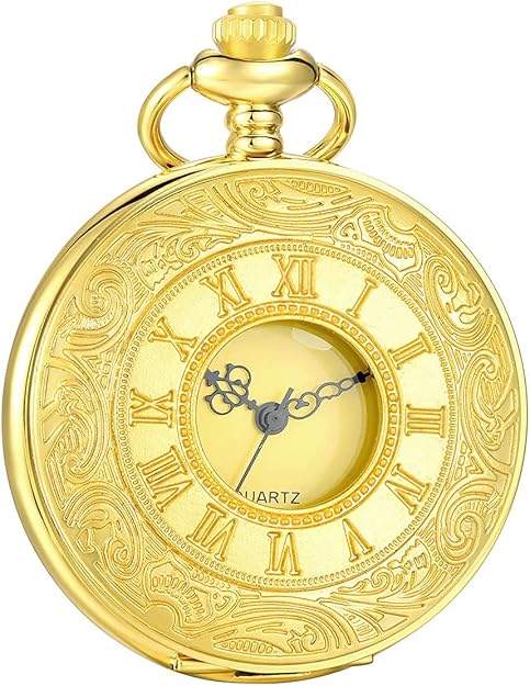 Klassische Herren-Taschenuhr | Vintage | Quarzwerk | GoldZeiger