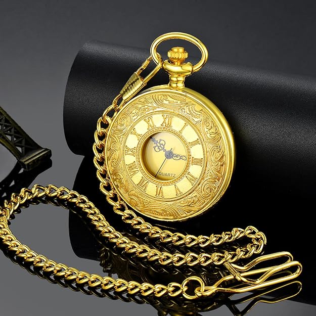 Klassische Herren-Taschenuhr | Vintage | Quarzwerk | GoldZeiger