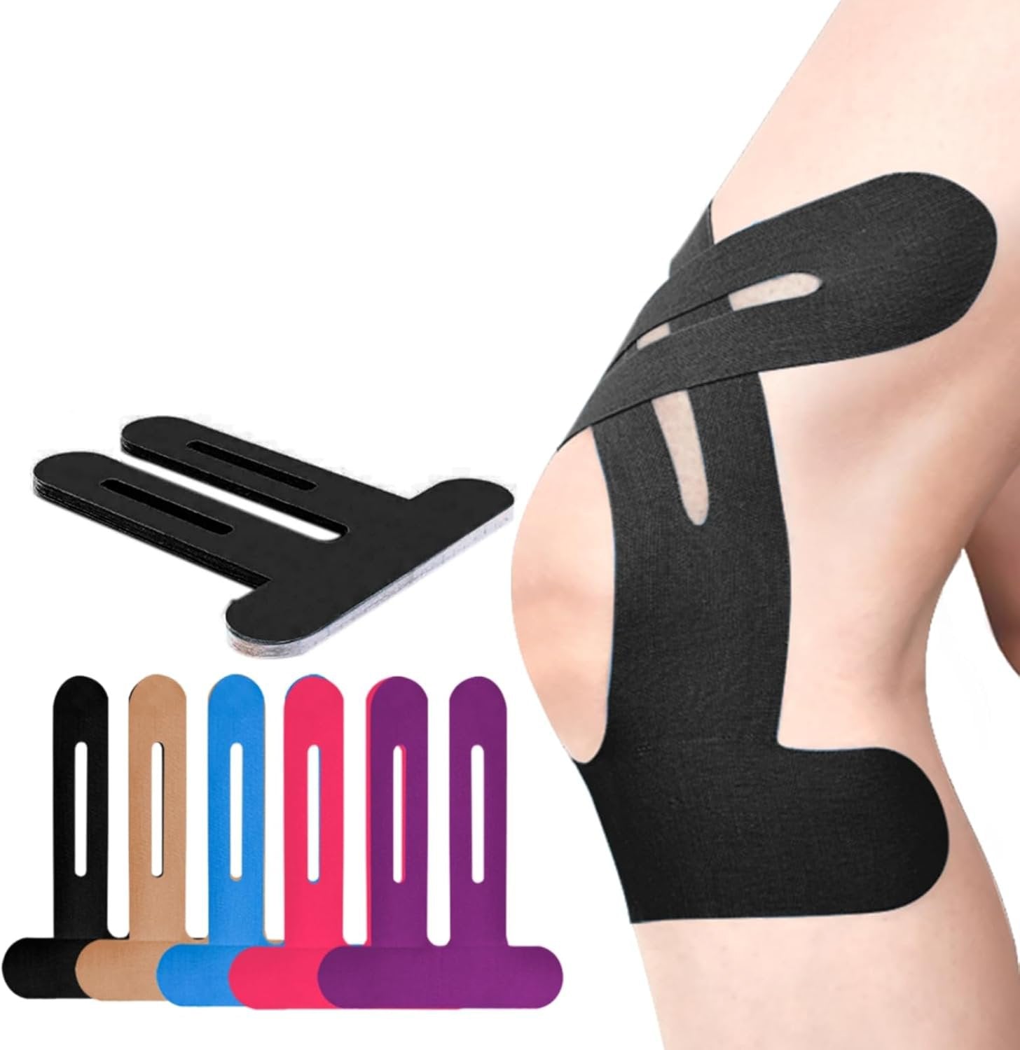Kniebandage | Vorgeschnittenes Kinesio Tape | Atmungsaktive Knieunterstützung | Flexify