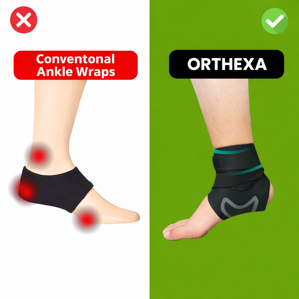 Knöchelbandage | Fußbandage mit Kompression | Stabiler Halt für Ferse | Orthexa